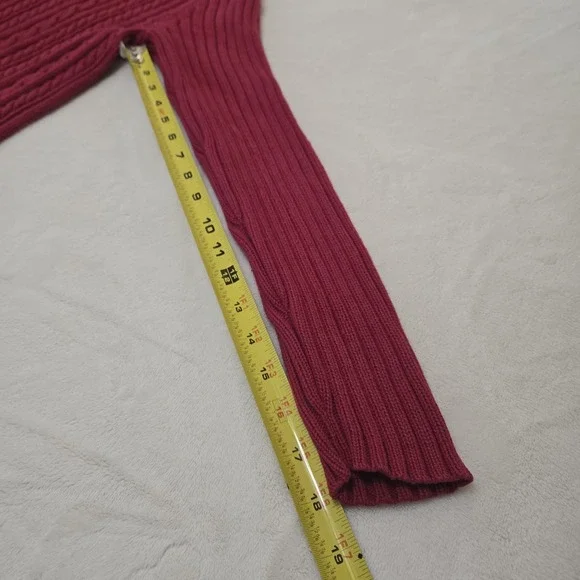 Vintage‎ Womens Cable-Knit Red Sweater 100% Cotton Preppy Sz Large - Picture 9 of 11